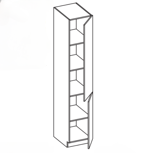 Tall, narrow cabinet with shelves and a door handle.